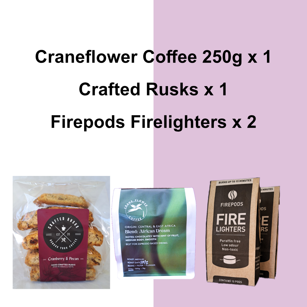 Coffee 250g + Rusks + Firepods Bundle